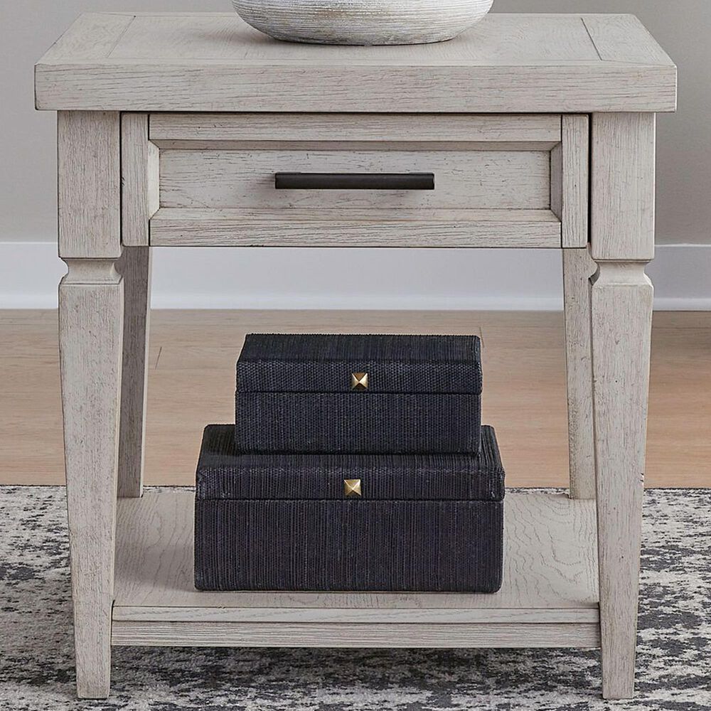 Belle Furnishings Caruso Heights 1-Drawer End Table in Whitestone, , large