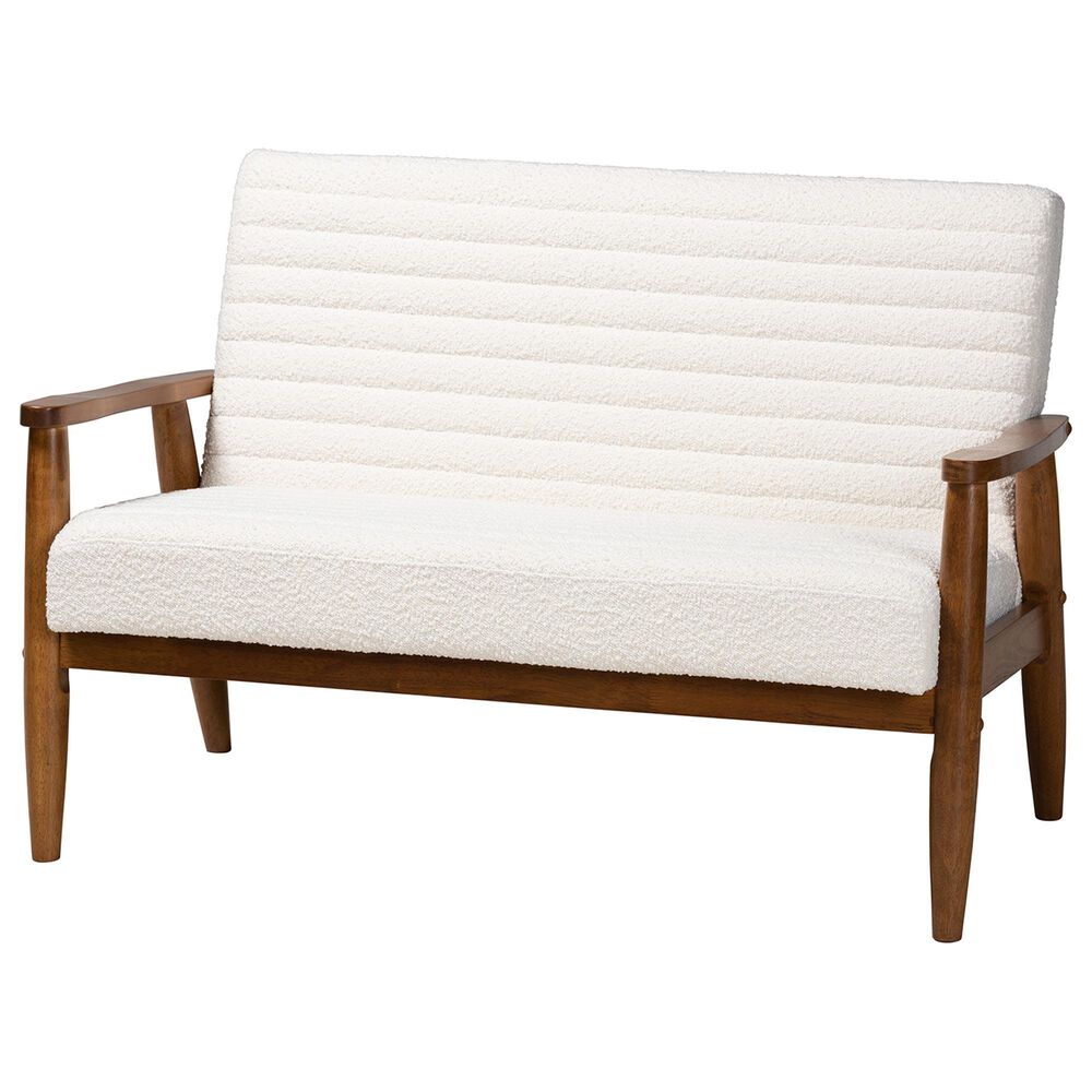 Baxton Studio Stratton Stationary Loveseat in Cream, , large