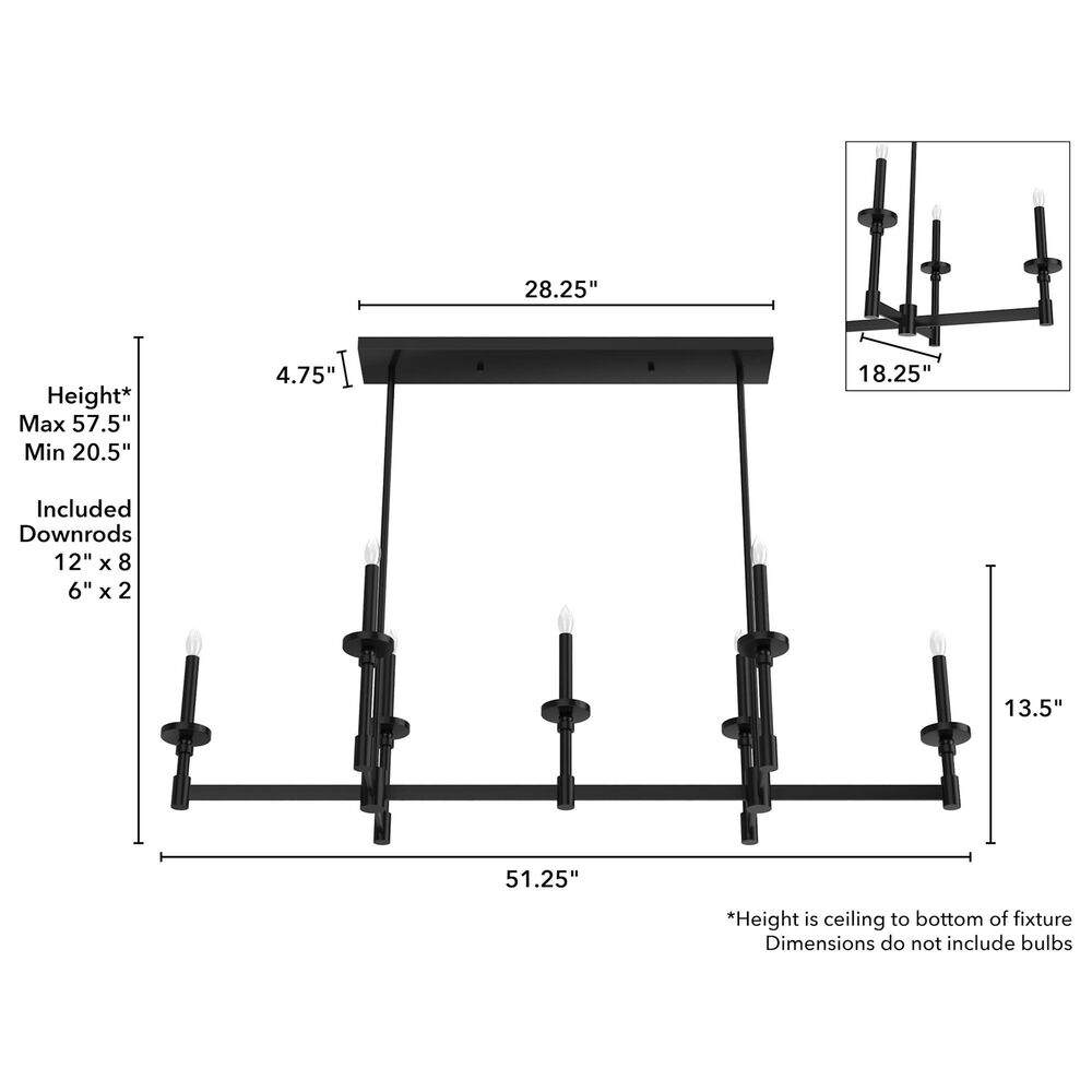 Hunter Briargrove 7-Light Linear Chandelier in Matte Black, , large