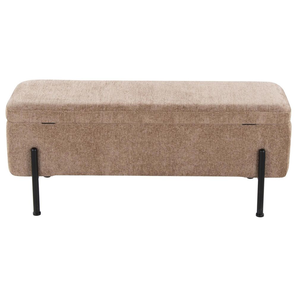 Lumisource Daniella Storage Bench with Brown Cushion in Black, , large