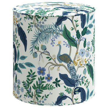 Rifle Paper Co Crafted by Cloth and Company Billie Ottoman in Peacock Blue/White, , large