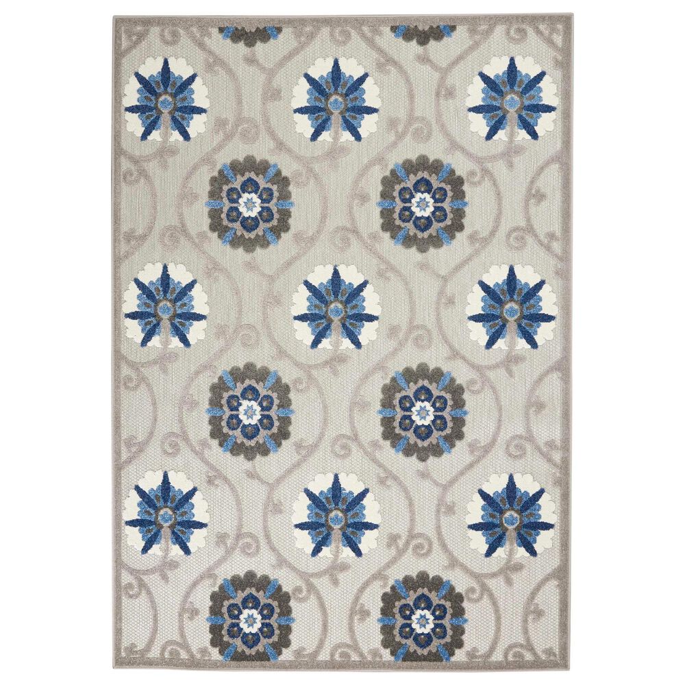 Nourison Aloha 5"3" x 7"5" Grey and Blue Indoor/Outdoor Area Rug, , large
