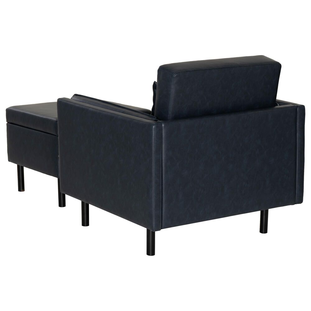 Linon Home Decor Wallis Accent Chair with Ottoman in Navy, , large