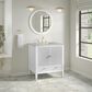 James Martin Myrrin 30" Single Bathroom Vanity in Bright White with 3 cm Victorian Silver Silestone Top and Rectangular Sink, , large