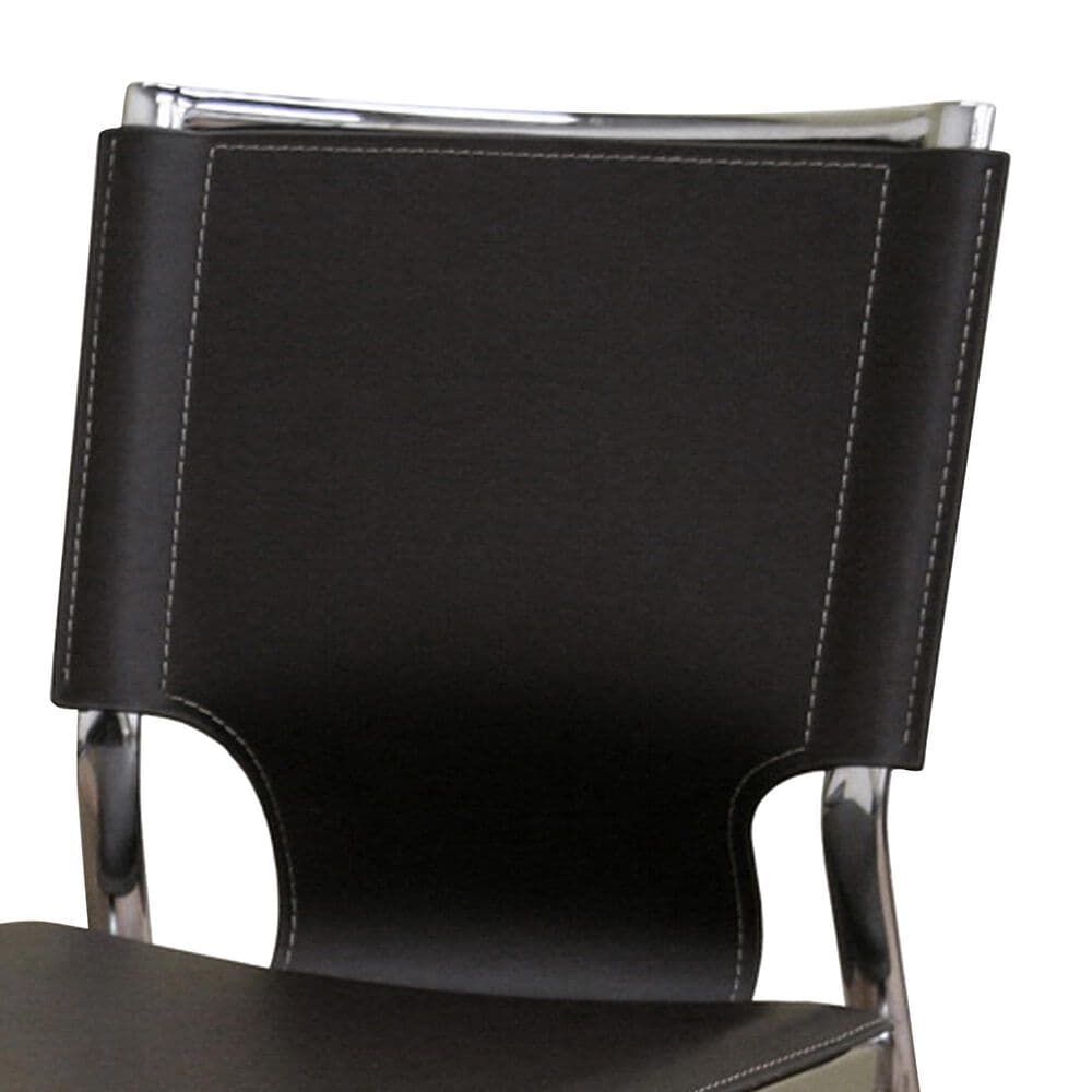 Baxton Studio Side Chair with Dark Brown Leather in Chrome (Set of 2), , large