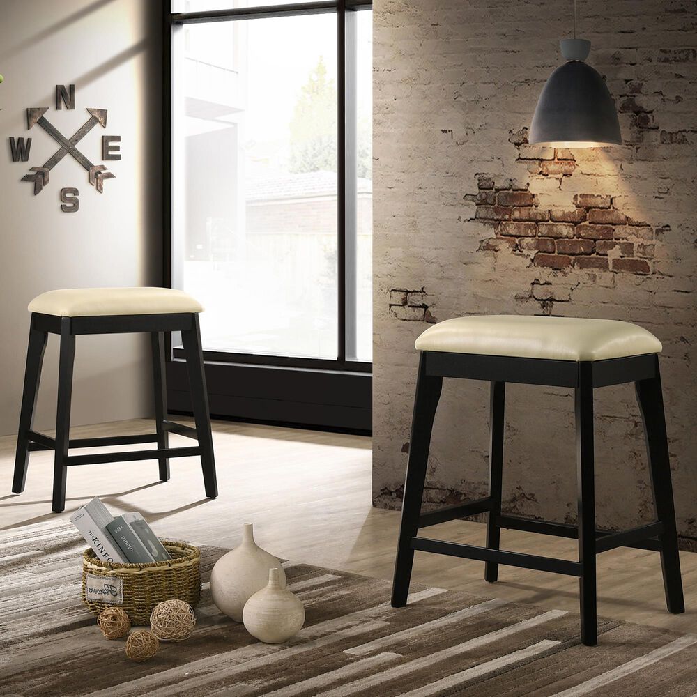 Carolina Chair and Table Mirabelle 25&quot; Counter Stool in Cream/Espresso &#40;Set of 2&#41;, , large