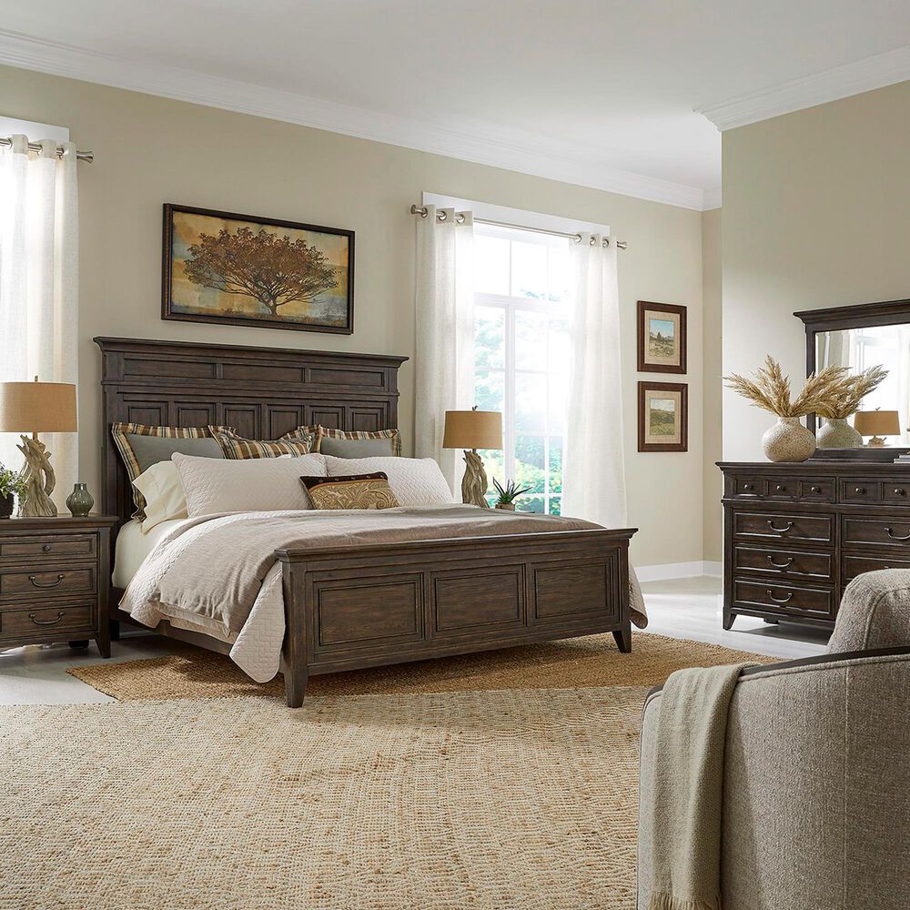 Belle Furnishings Paradise Valley 4-Piece King Bedroom Set in Saddle Brown, , large