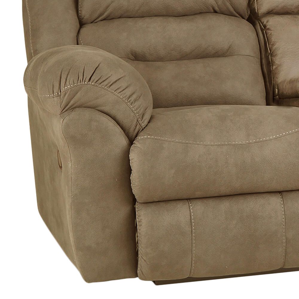 HomeStretch Gambler Manual Double Reclining Loveseat with Console in Bridgestone Truffle Brown, , large