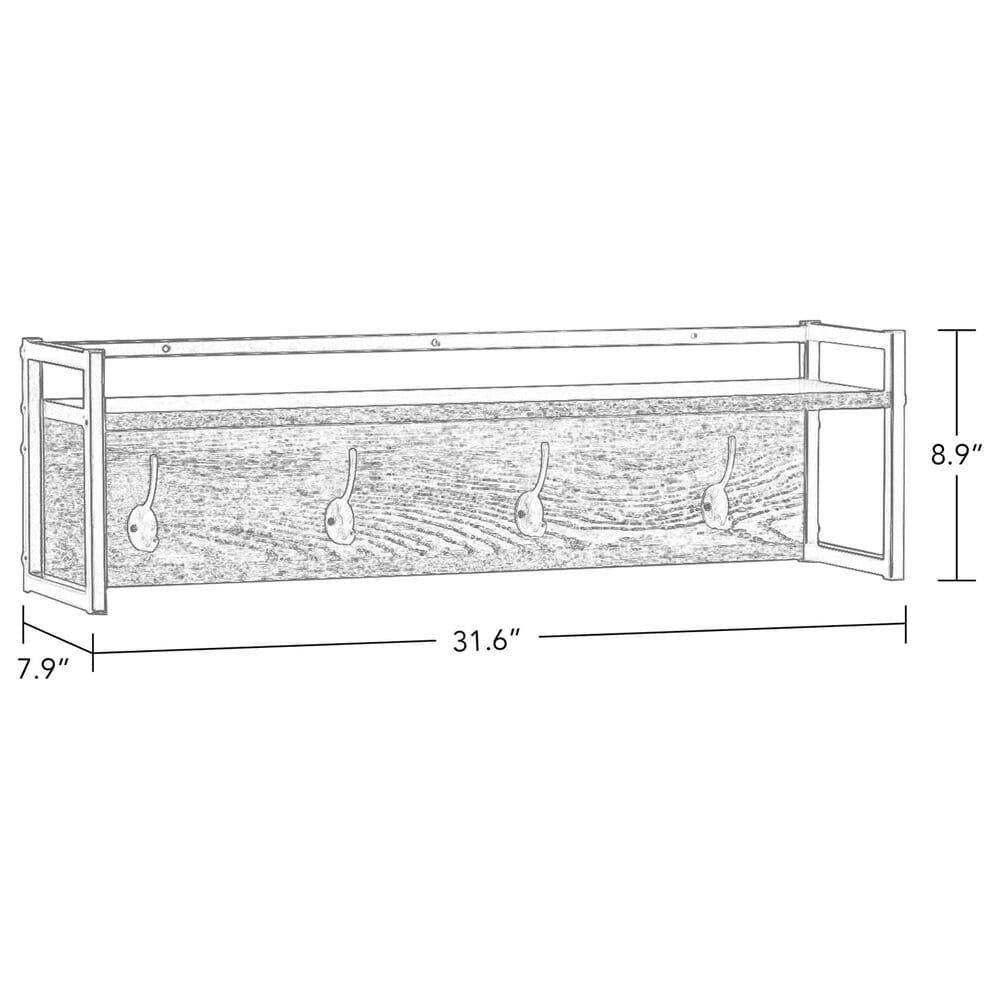 RiverRidge Home Afton 4-Hook Wall Shelf in Dark Weathered Woodgrain and Black, , large