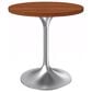 Leisuremod LeisureMod Verve Collection 27 Round Dining Table, Brushed Chrome Base with Cognac Brown MDF Top, , large