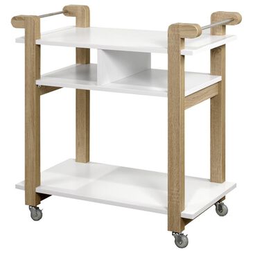Brassex Kitchen Cart in White and Oak, , large