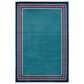 Central Oriental Terrace Tropic Nautical Border Rope 7"10" x 9"10" Turquoise and Sapphire Area Rug, , large