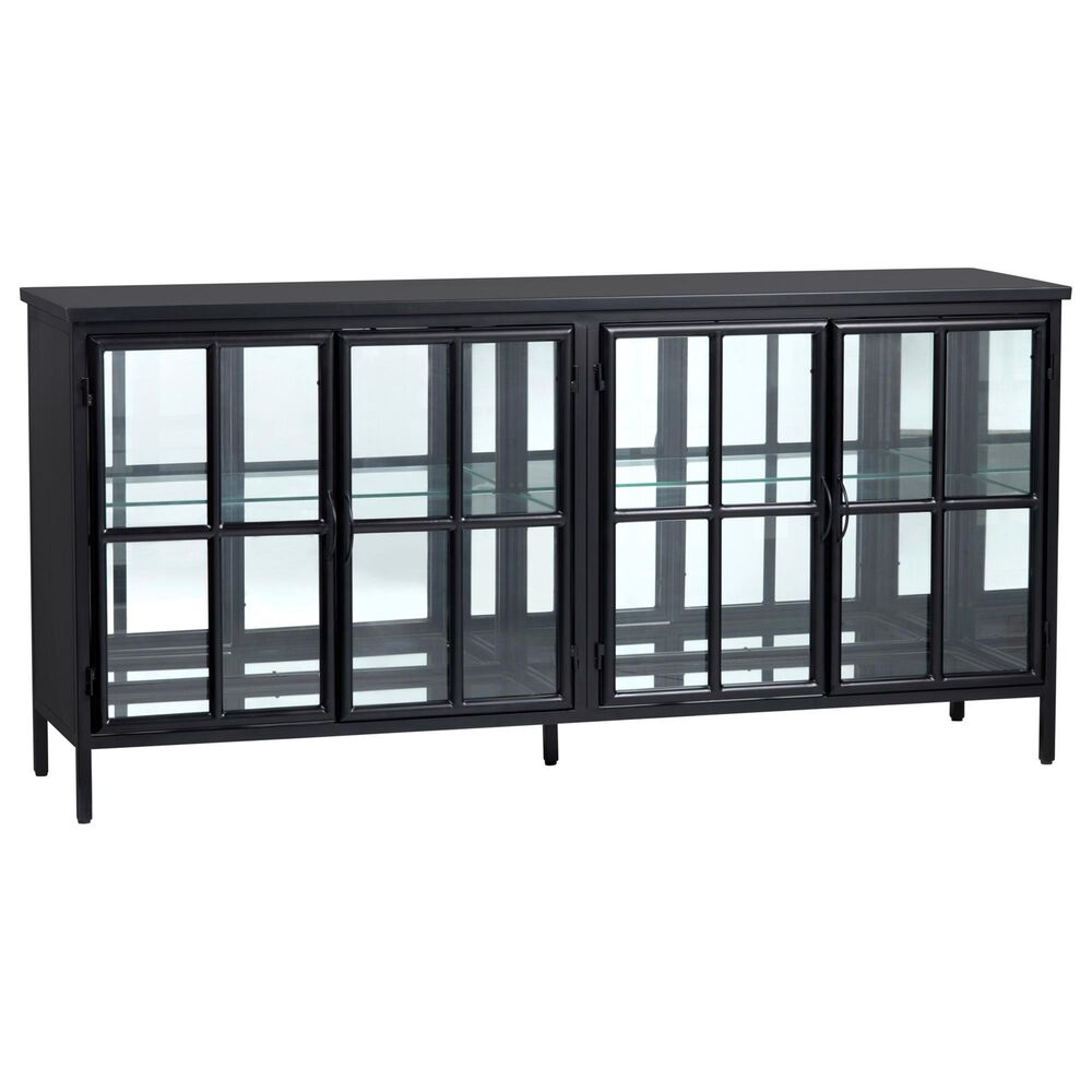 Crestview Collection Hopkins 4-Door Sideboard in Black and Clear, , large