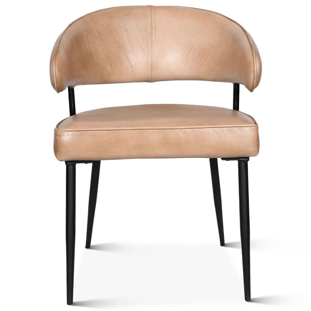 Home Trends &amp; Design Essex Dinning Arm Chair in Top Grain Leather Antique Ivory, , large