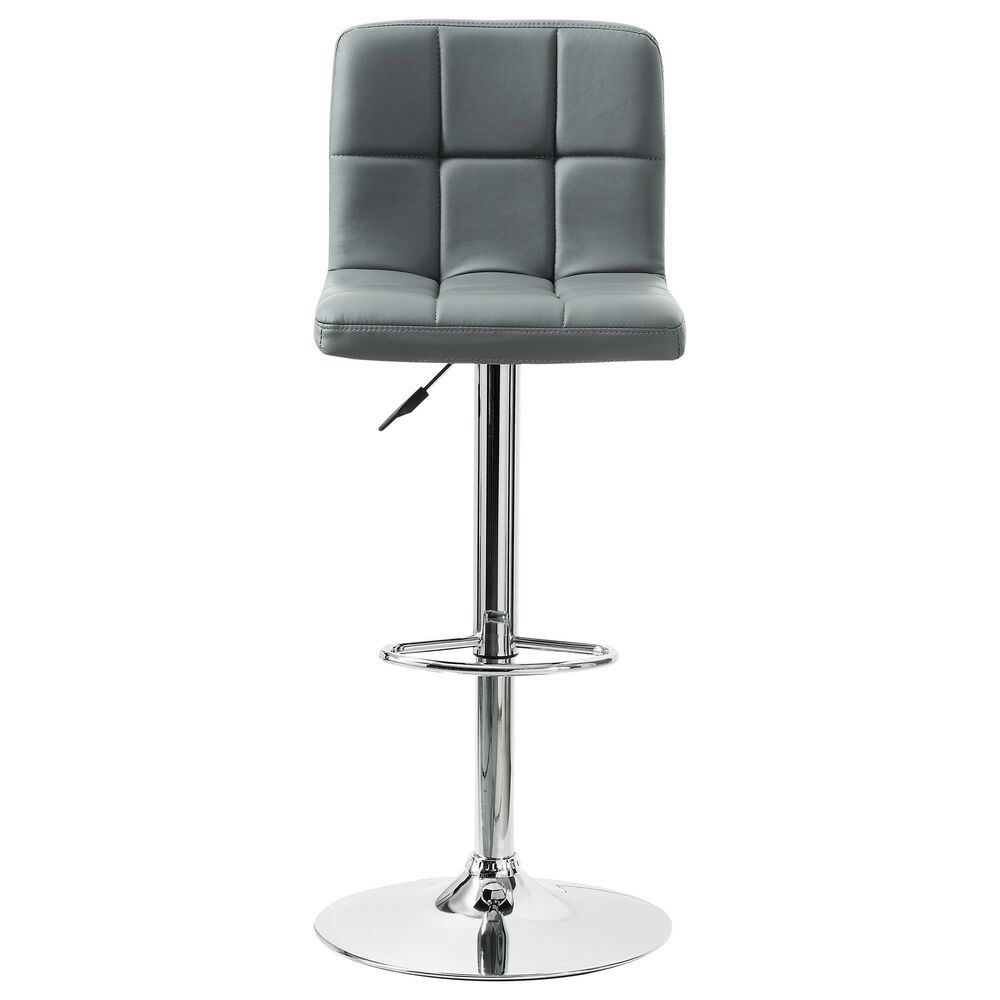 Parkerville Furniture Line Adjustable Quilted Bar Stool with Grey Cushion in Chrome, , large