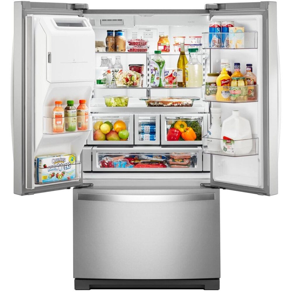 Whirlpool 27 Cu. Ft. 36&quot; Wide French Door Refrigerator in Fingerprint Resistant Stainless Steel with Dual Icemaker, , large
