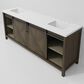 Lexora Home Marsyas 84" Double Bathroom Vanity in Rustic Brown with White Quartz Top and Rectangular Sinks, , large