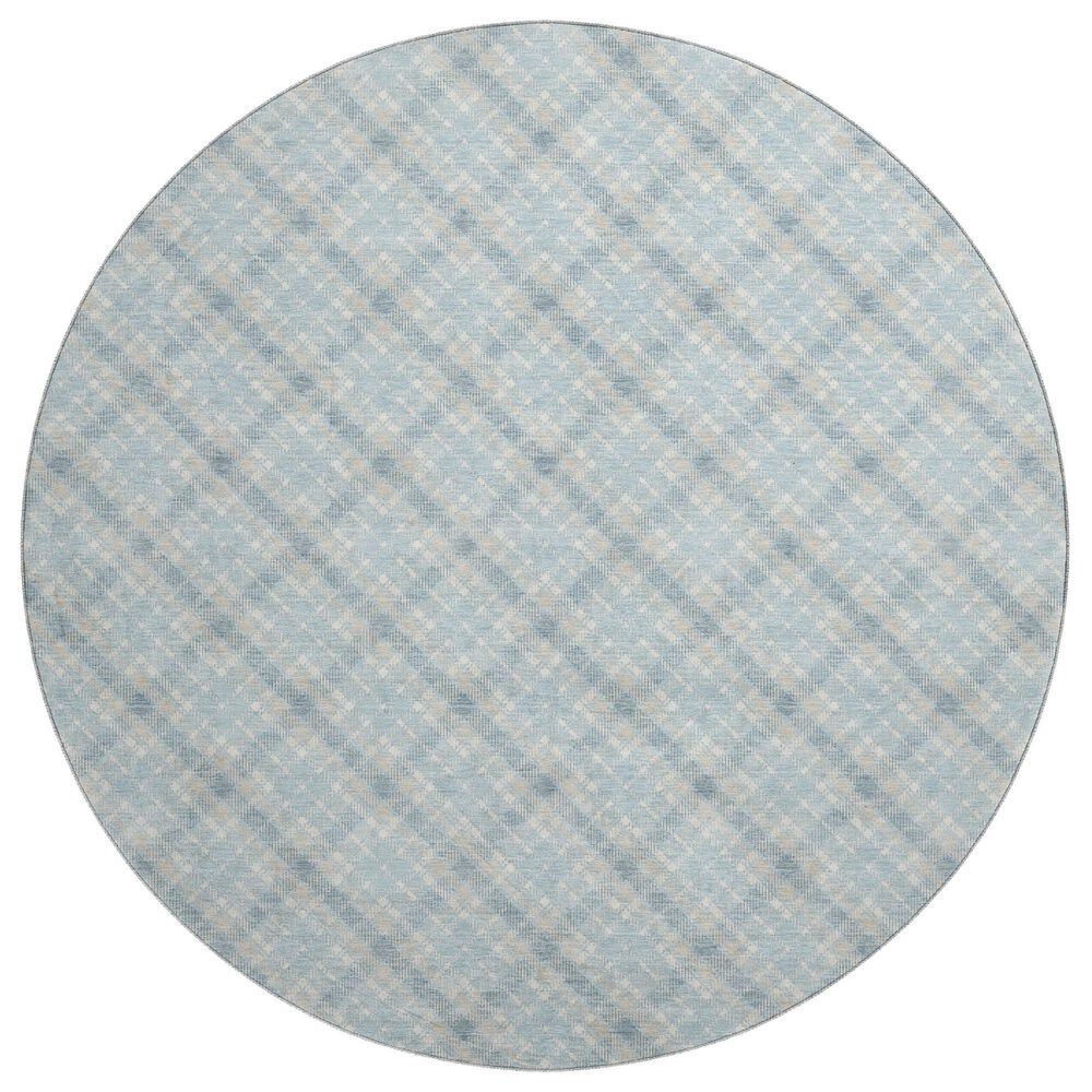 Dalyn Rug Company Soft Essentials Plaid Sky 8" Round Indoor/Outdoor Area Rug, , large