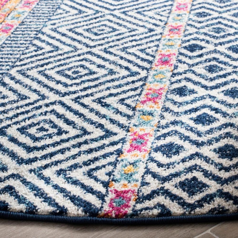 Safavieh Madison MAD797N 5&#39; Round Navy and Ivory Area Rug, , large