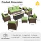 HOMLUX 8-Piece Patio Conversation Set with Fire Pit Table in Green, , large