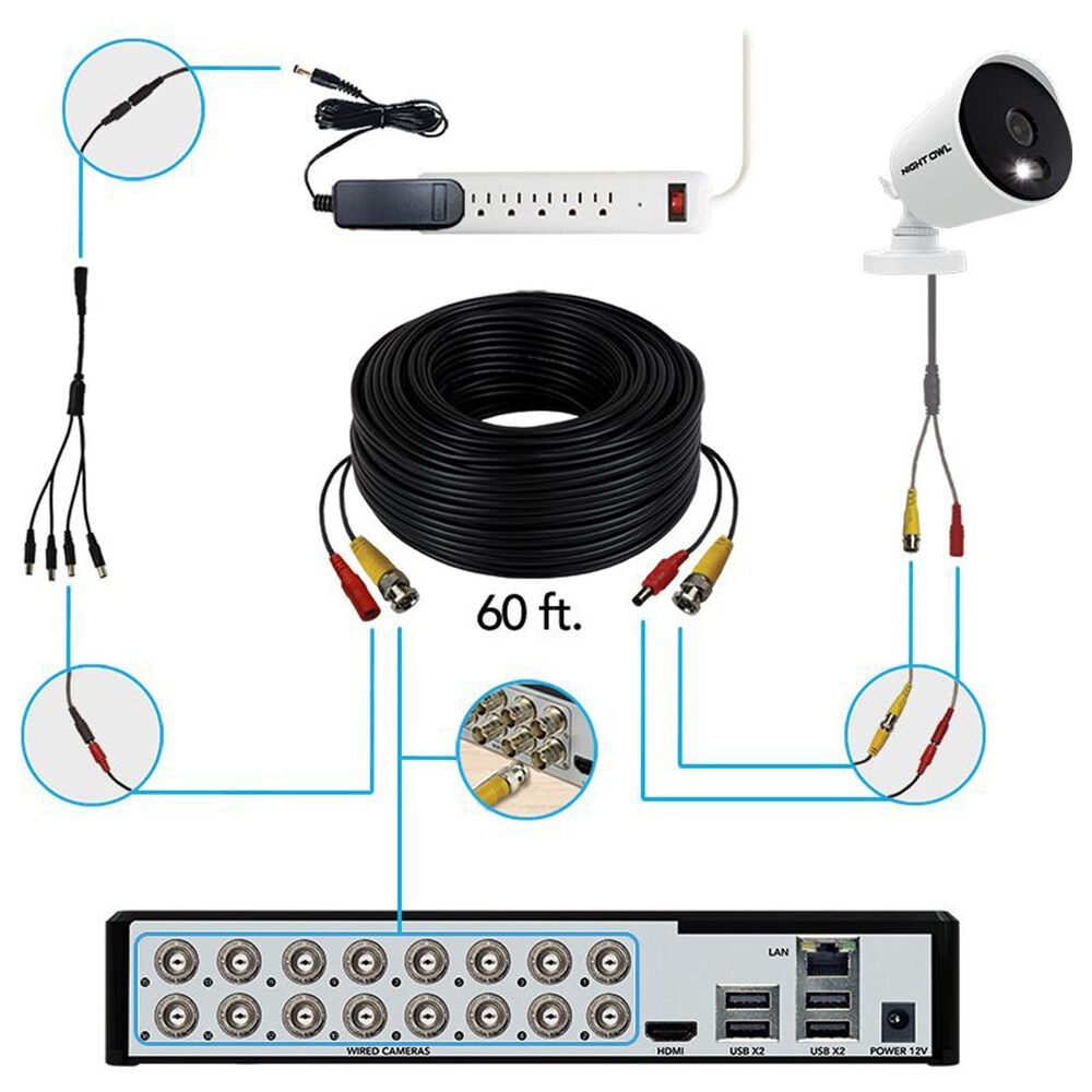 Night Owl 16 Channel 1080p Wired Security System With 1tb Hard Drive And 4 1080p Wired Spotlight Cameras In White Nebraska Furniture Mart
