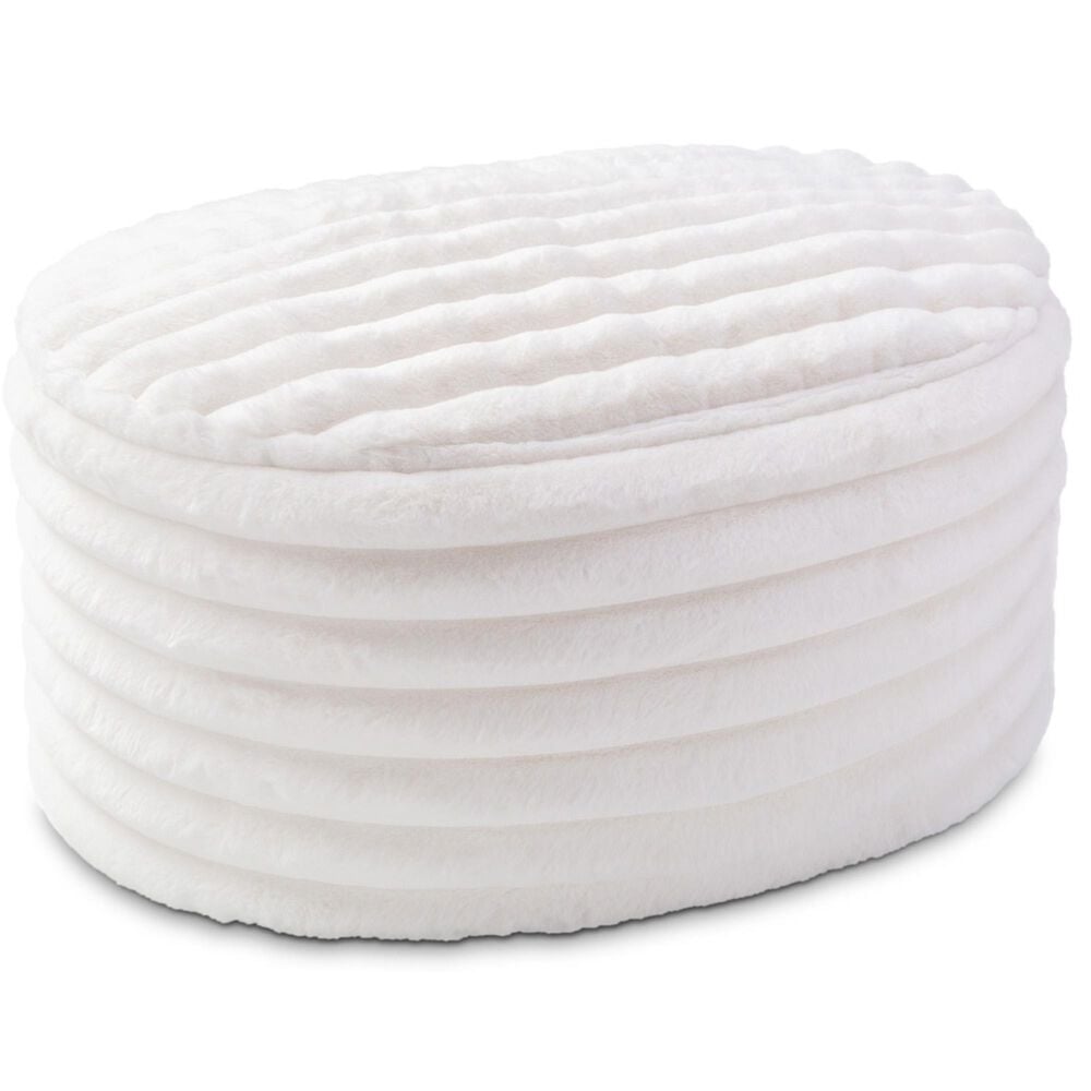 Jaxx Paran Oval Ottoman in Mondo White, , large
