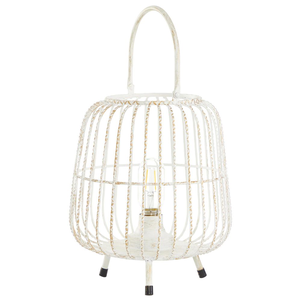 Maple and Jade 12&quot; Modern Farmhouse Metal Lantern in White, , large