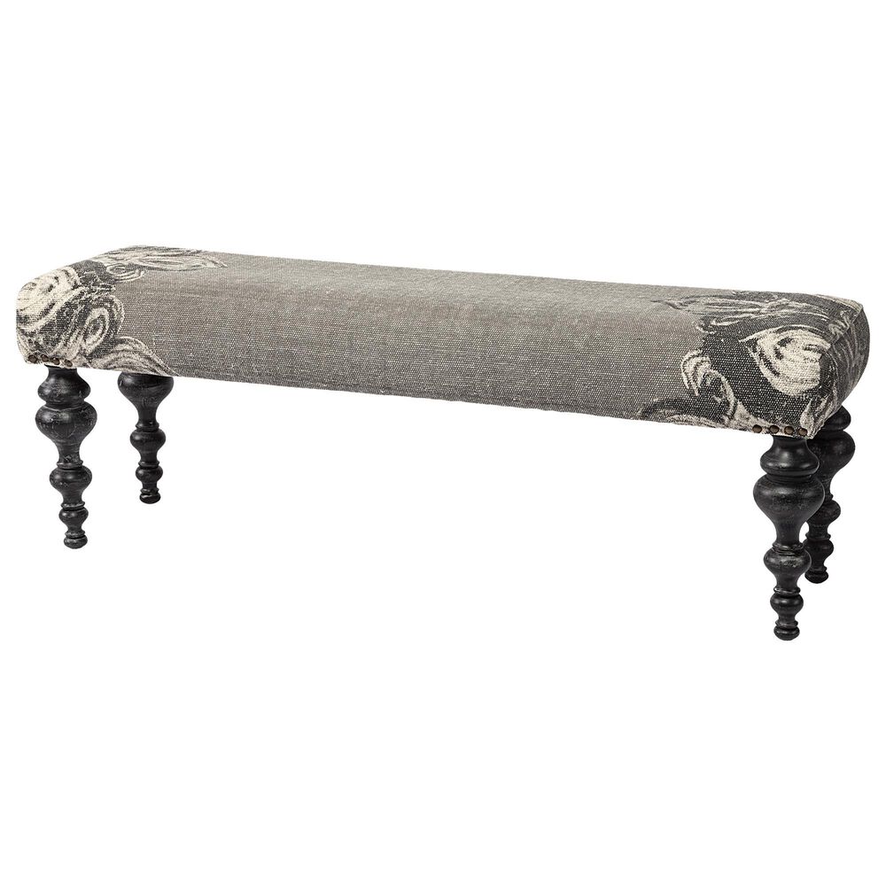 Mercana Alhambra Accent Bench with Gray Cushion Seat in Black, , large