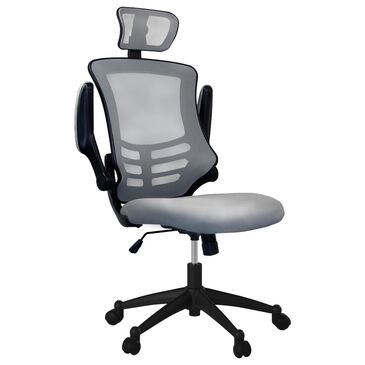 Rta Products Llc Modern High-Back Mesh Executive Office Chair with Headrest and Flip-Up Arms in Silver Grey, , large