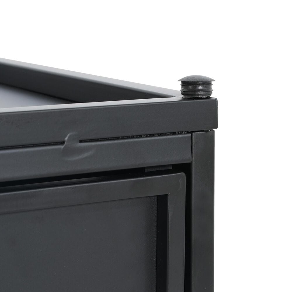 Hearth and Haven Outdoor Metal Tank Holder Side Table with Door in Matte Black, , large