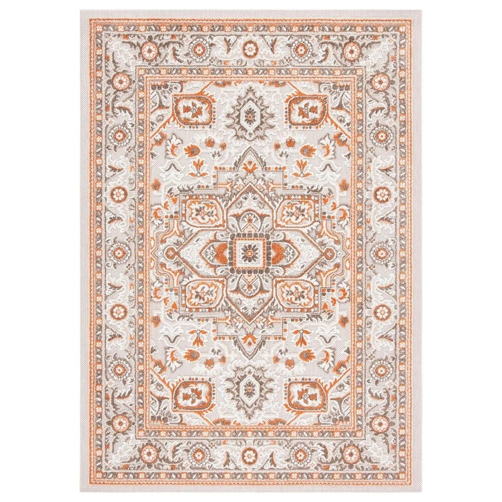 Safavieh Cabana CBN680B 5"5" x 7"7" Beige and Orange Indoor/Outdoor Area Performance Rug, , large