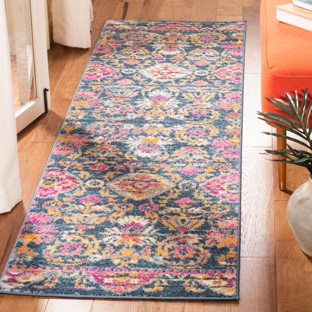 Safavieh Madison MAD130C 2&#39;3&quot; x 8&#39; Blue and Fuchsia Runner, , large