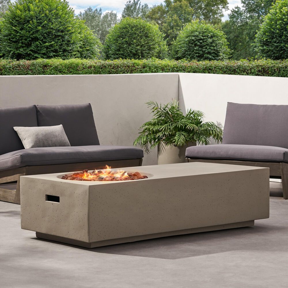 Hearth and Haven Rectangle MgO Concrete Fire Pit in Light Grey, , large