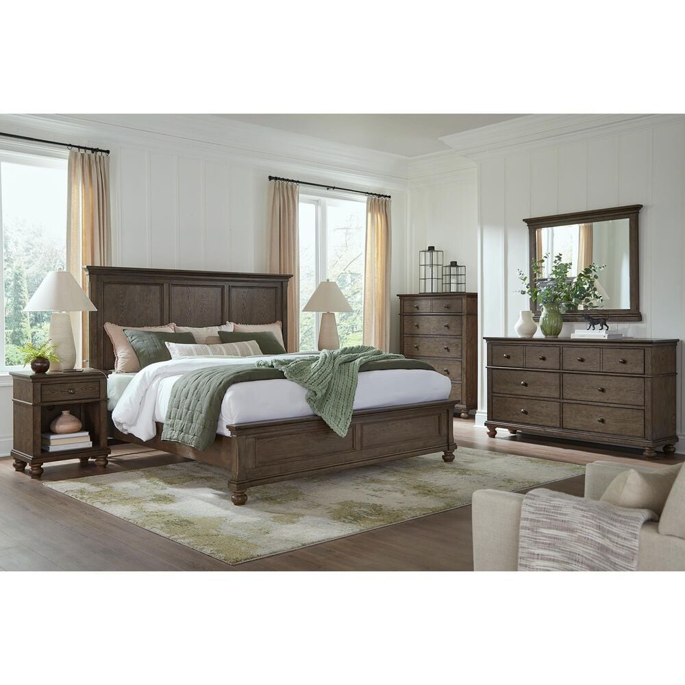 Riva Ridge Oxford 3 Piece California King Panel Bedroom Set in Cocoa with USB Ports, , large