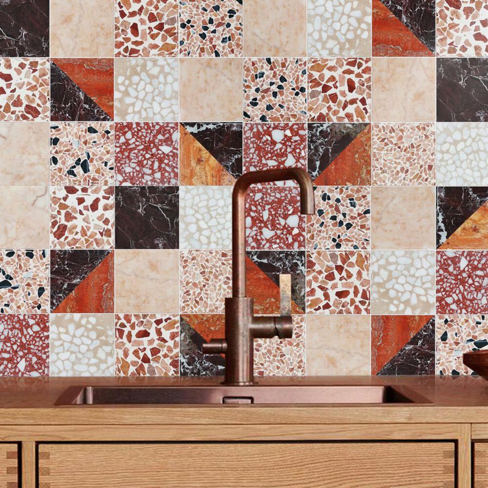 Soho Studio Elizabeth Sutton Terrazzi Cardinal 2.87" x 2.87" on 11.81" x 11.81" Mosaic Sheet, , large