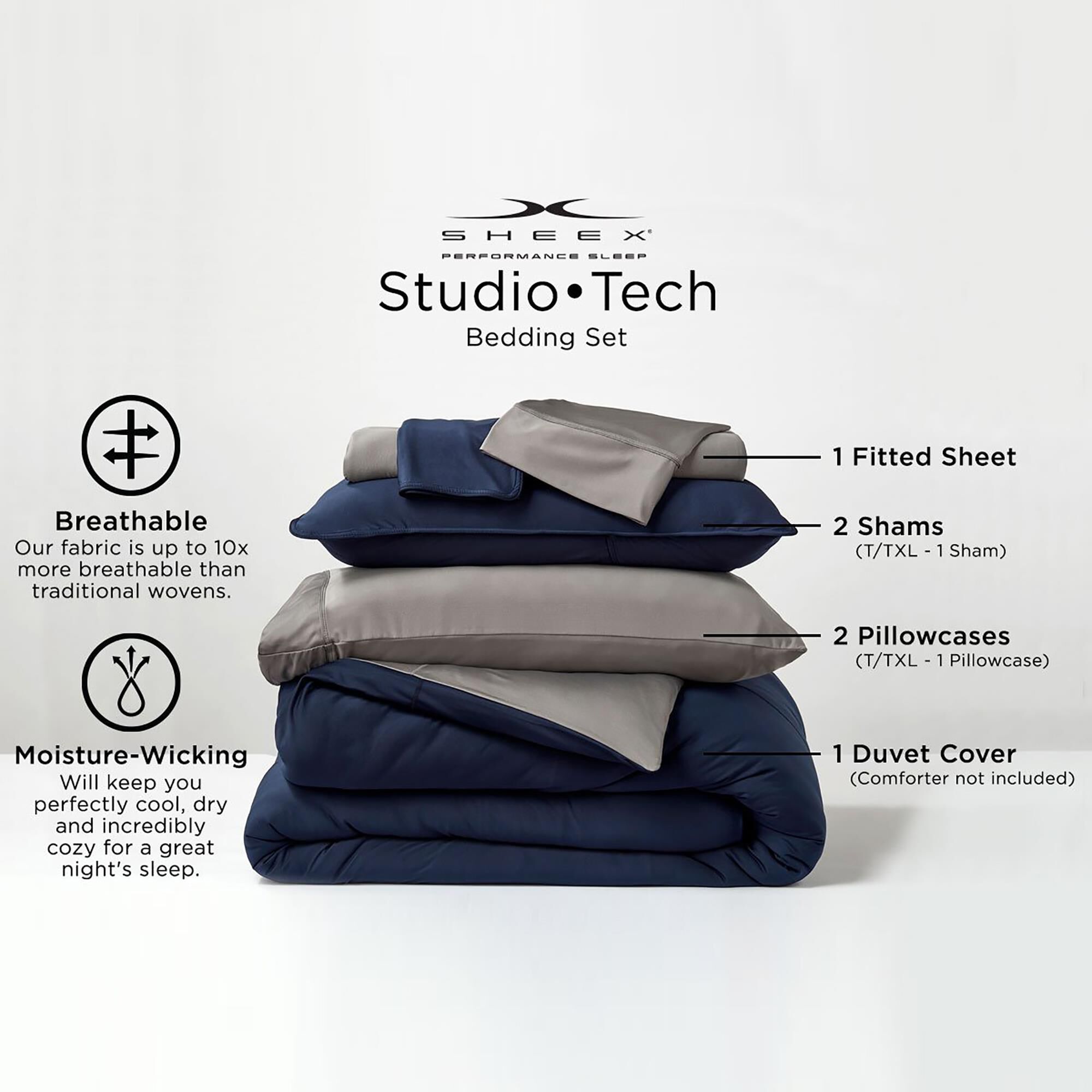 SHEEX Ven Tech 6 Piece King California King Duvet Set in Graphite