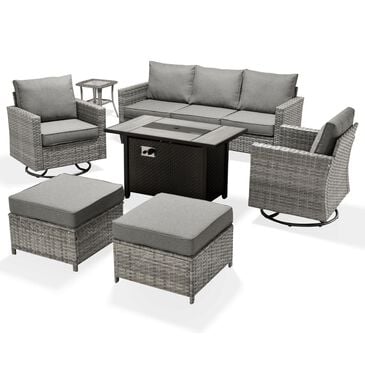 HOMLUX 7 Piece Outdoor Patio Set in Dark Gray, , large