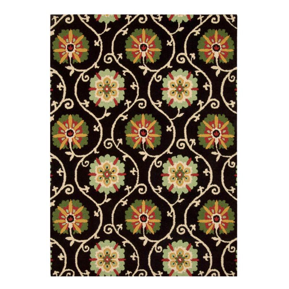 Nourison Suzani SUZ03-BLK 5"3" x 7"5" Black Area Rug, , large