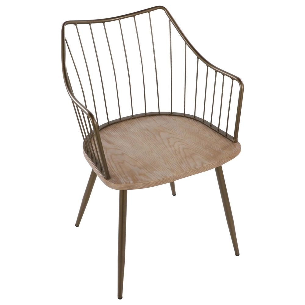 Lumisource Winston Farmhouse Chair in Antique Copper Metal and Whitewashed Wood By LumiSource, , large
