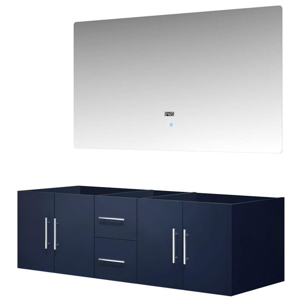 Lexora Home Geneva 60" Double Bathroom Vanity Cabinet Only in Dark Grey and 60" LED Mirror, , large
