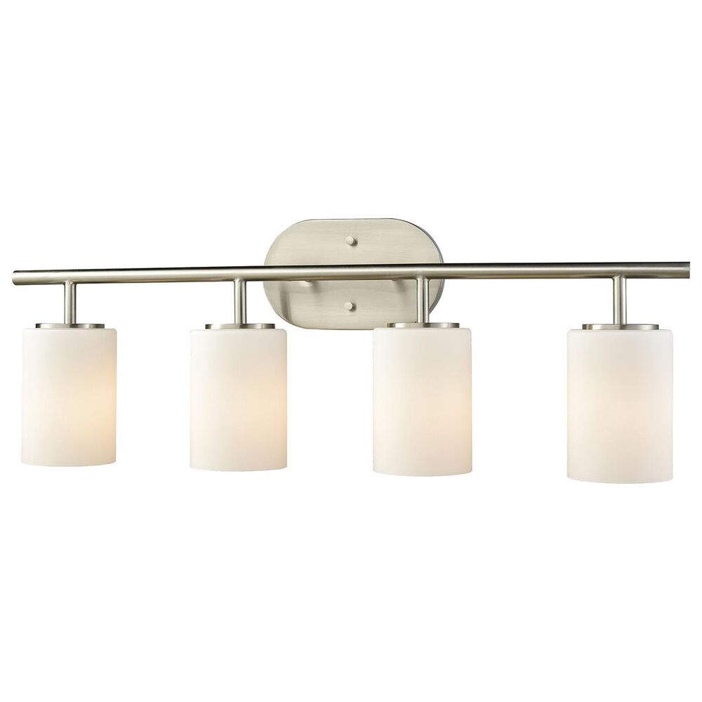 Stein World Pemlico 4-Light Vanity In Satin Nickel With White Glass, , large