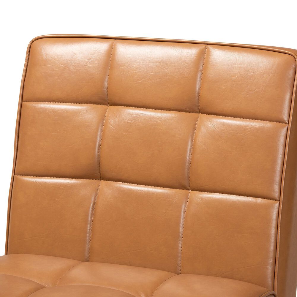 Baxton Studio Sanford Side Chair with Tan Cushion in Walnut Brown, , large