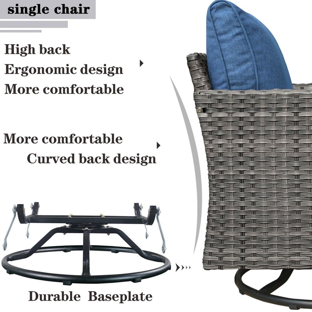HOMLUX 7-Piece Patio Sofa Set in Denim Blue, , large