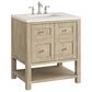 James Martin Vanities Breckenridge 30" Single Vanity in Whitewashed Oak with 3 cm Lime Delight Quartz Top, , large