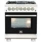 Forno Capriasca 30" Freestanding Dual Fuel Range in Black and Stainless Steel, , large