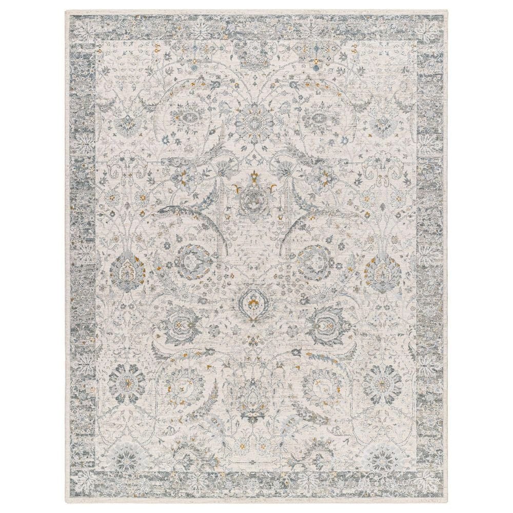 Surya Dresden White, Medium Gray, Gray, Light Slate, Denim and Mustard 10" x 13"11" Area Rug, , large