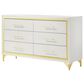 Pacific Landing Lucia 6-Drawer Dresser in White and Gold, , large