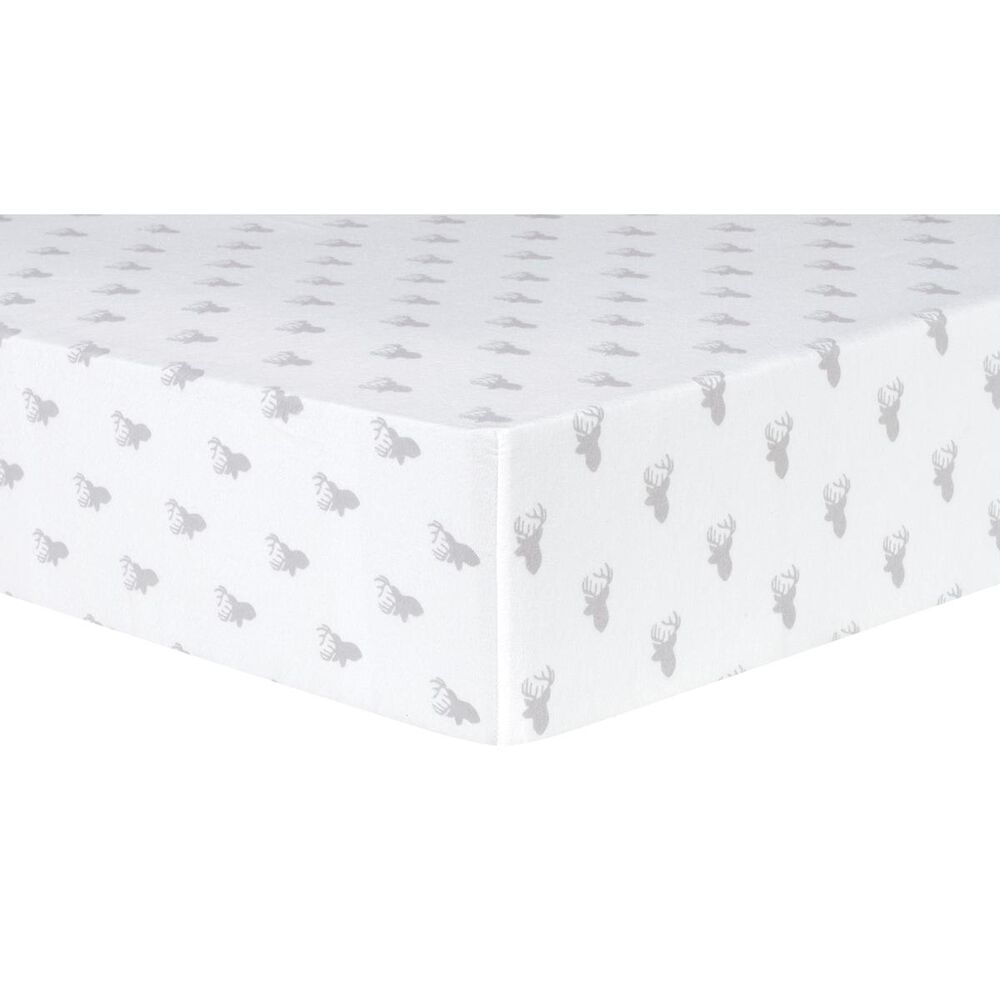 Trend Lab LLC Gray Stag Silhouettes Deluxe Flannel Fitted Crib Sheet, , large