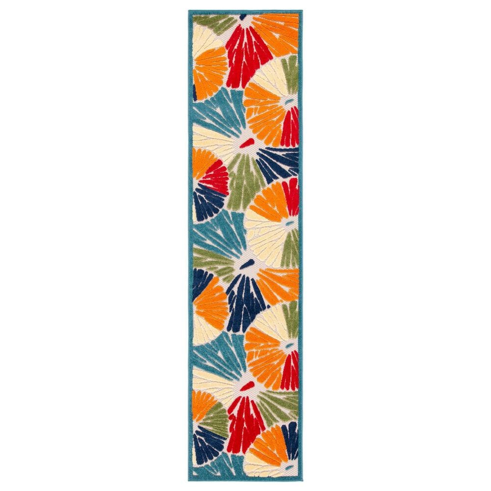 Safavieh Cabana CBN356A 2"2" x 9" Ivory and Blue Indoor/Outdoor Performance Runner, , large