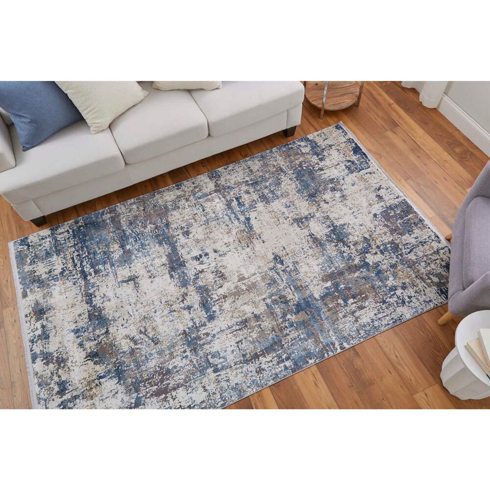 Feizy Cadiz Blue and Ivory 7&#39;9&quot; x 11&#39; Area Rug, , large